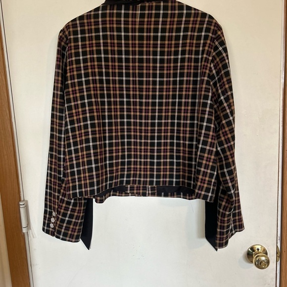 Cece Plaid Tie Neck Blazer Jacket with Rhinestone Button-Up Size XL - Picture 3 of 14